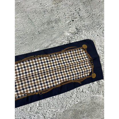 Aquascutum vintage scarf nova check navy brown London