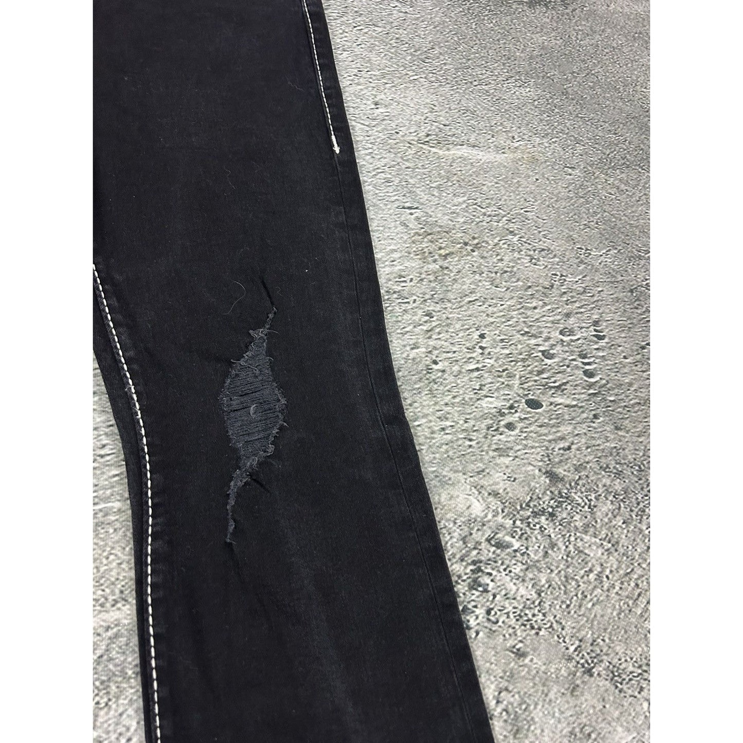 True Religion black Bootcut jeans white stitching Becca