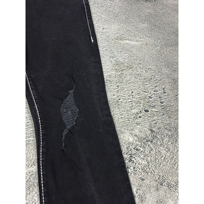 True Religion black Bootcut jeans white stitching Becca