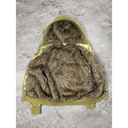 Ed Hardy zip hoodie furry vintage Y2K Christian Audigier fur