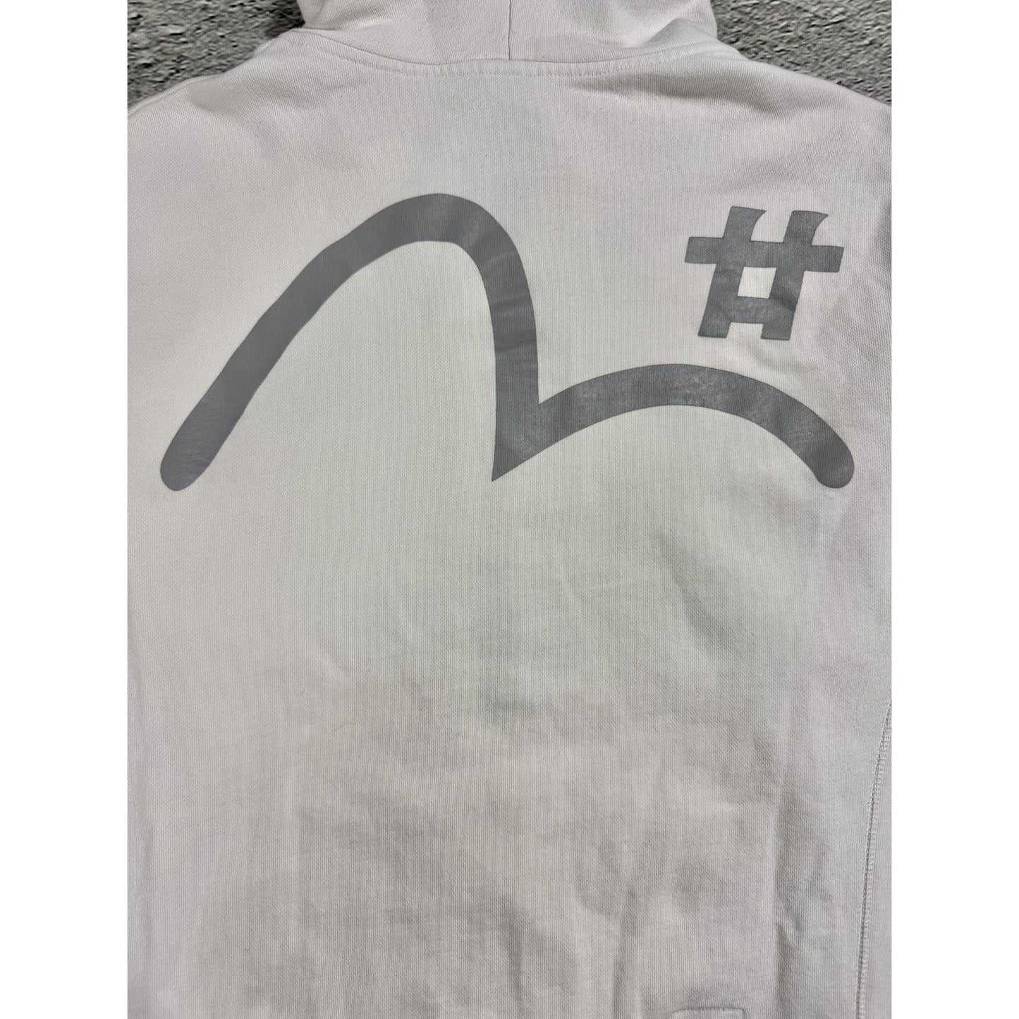 Evisu zip hoodie white vintage big logo seagull Y2K
