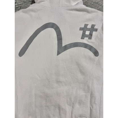 Evisu zip hoodie white vintage big logo seagull Y2K