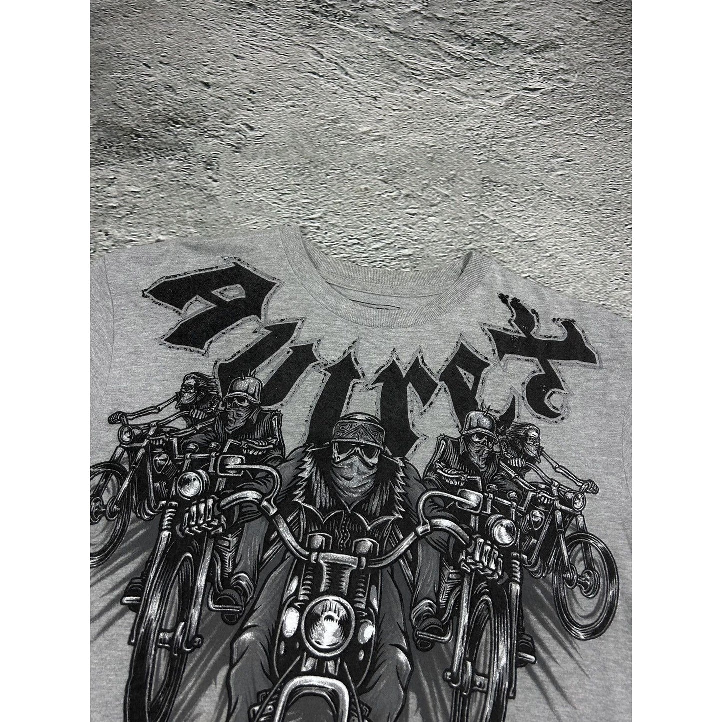 Avirex vintage T-Shirt grey Y2K skeleton motorbike racing