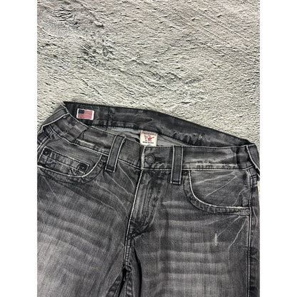 True Religion jeans grey black thick stitching Bobby