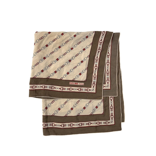 Celine silk scarf vintage brown beige chains