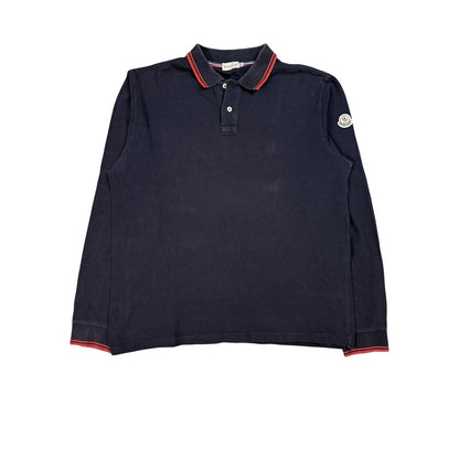 Moncler Polo Shirt navy blue long sleeve T-shirt logo