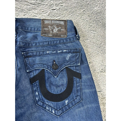 True Religion vintage blue jeans Ricky black big logo Y2K