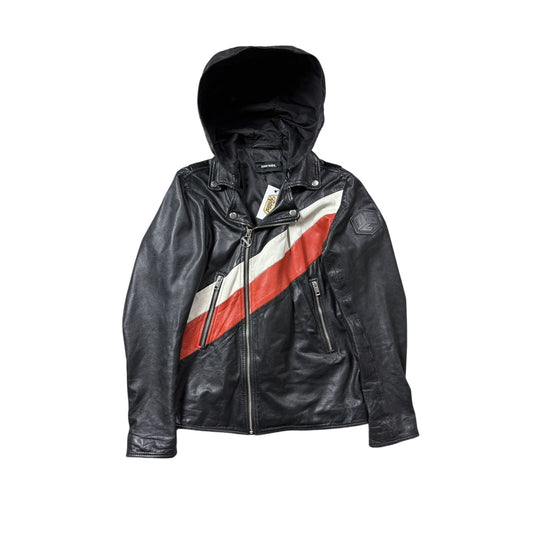 Diesel Vintage Leather biker polish black Jacket Avant Garde