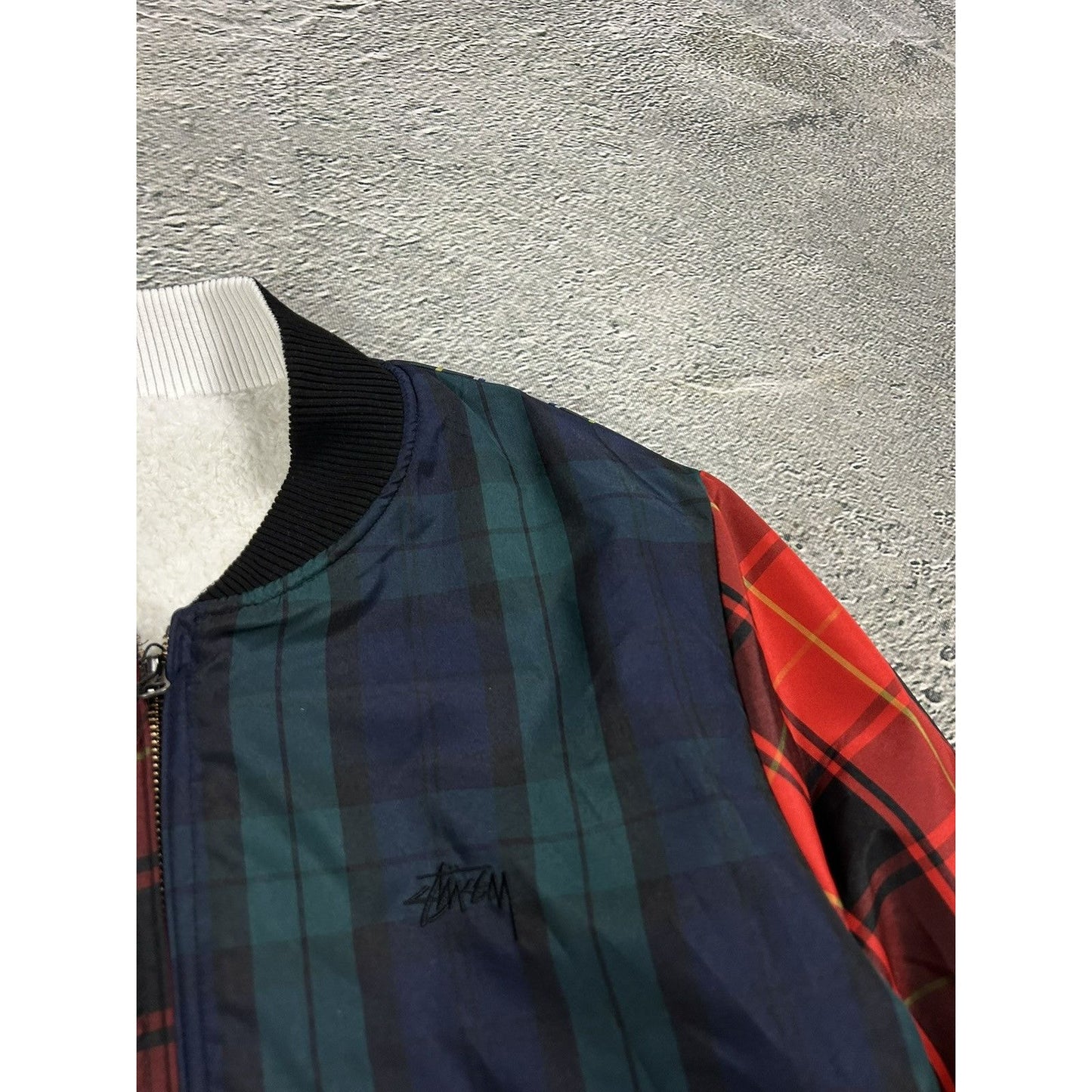 Stussy Sherpa bomber jacket reversible fleece tartan