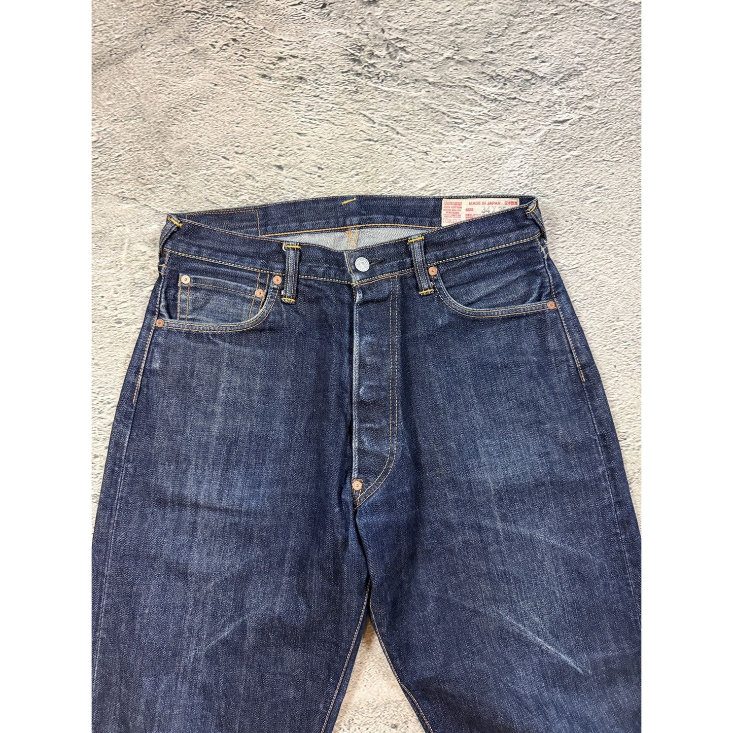 Evisu jeans white daicock big logo blue selvedge denim