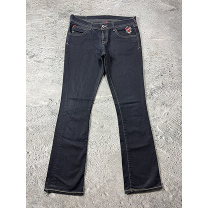Evisu x Puma vintage flared black jeans seagulls Y2K