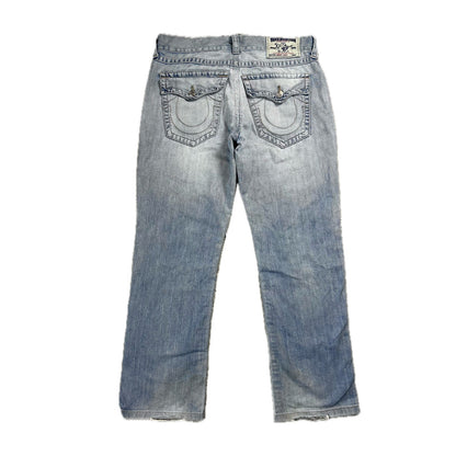 True Religion baby blue jeans contrast stitching straight