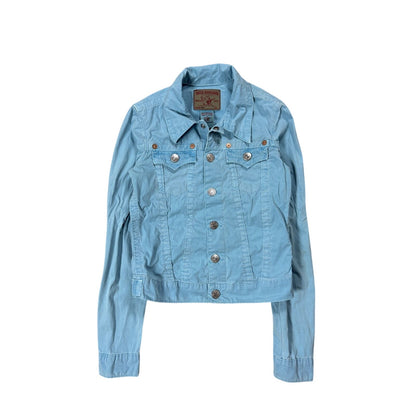 True Religion denim jacket blue turquoise Y2K vintage