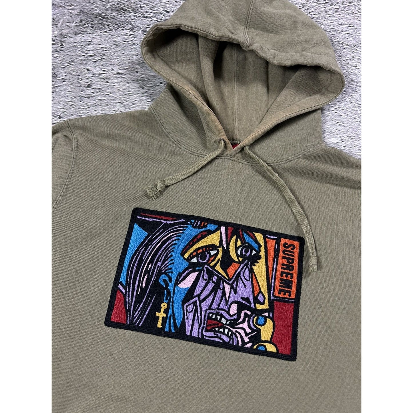 Supreme hoodie chainstitch Picasso FW18 Olive green