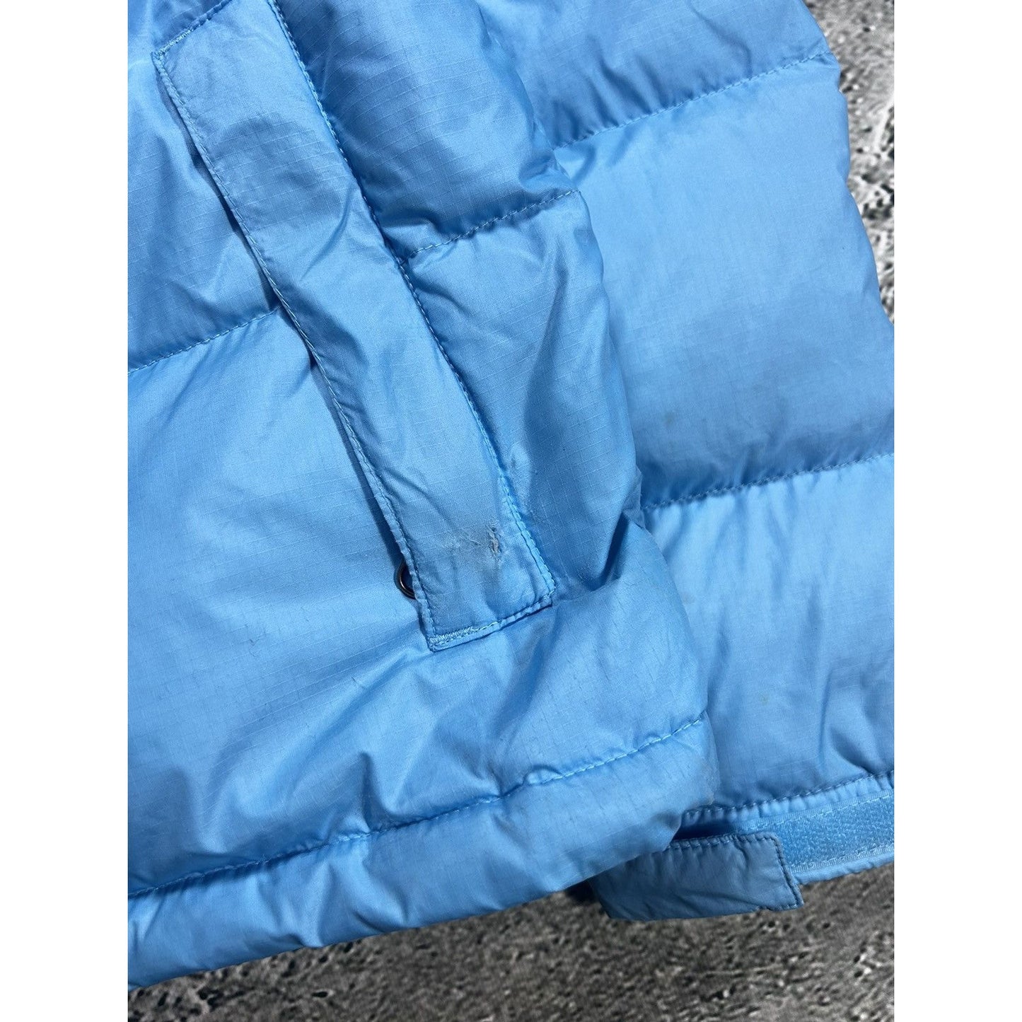 The North Face nuptse 700 baby blue black down puffer jacket