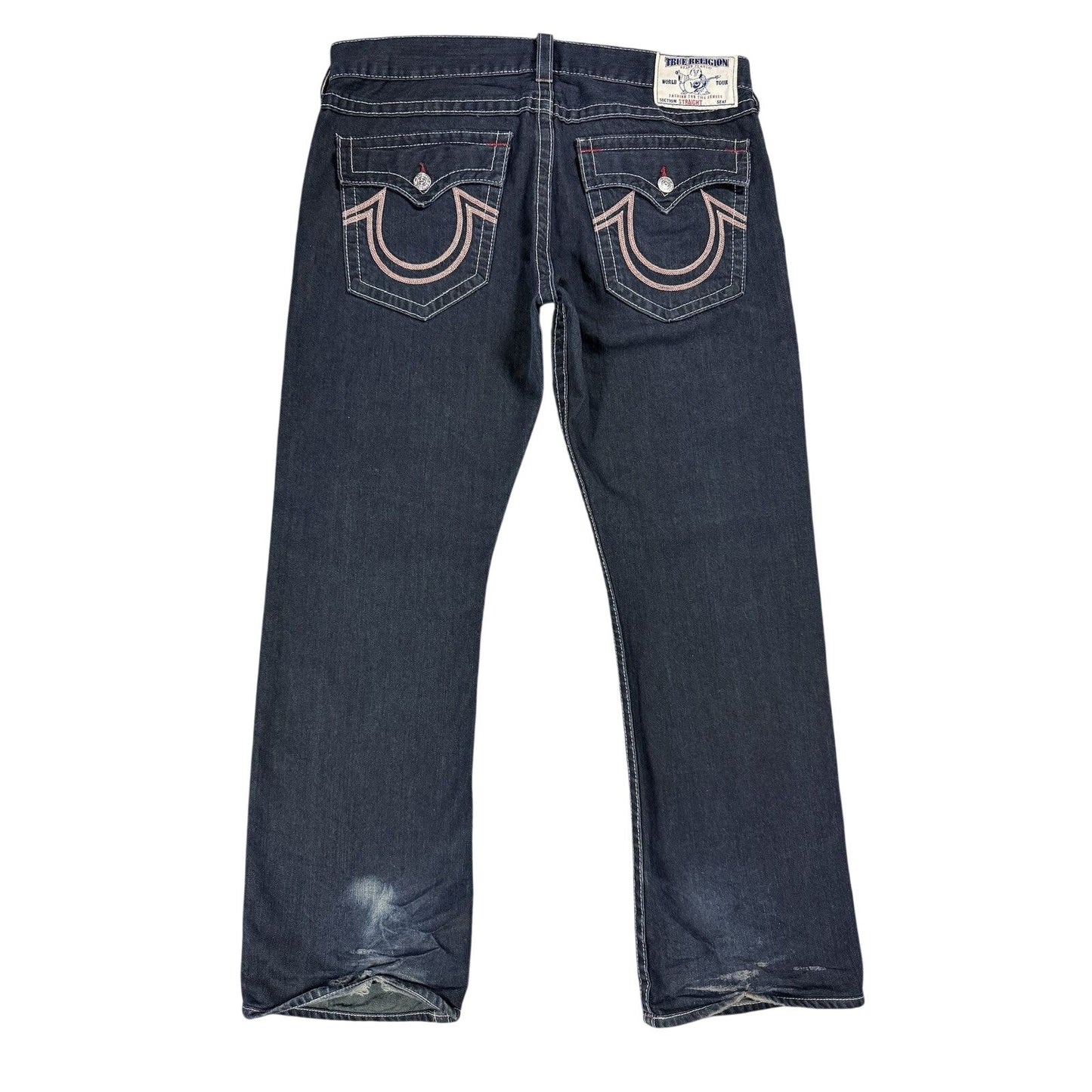 True Religion jeans straight denim red rope stitching