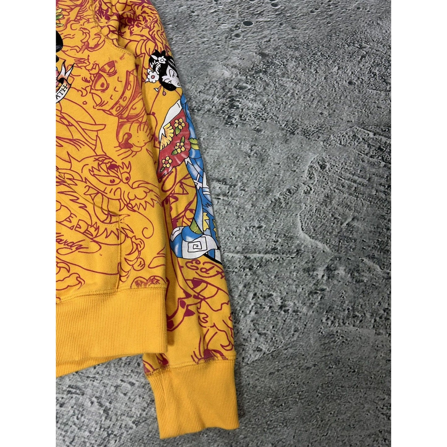 Ed Hardy zip hoodie yellow vintage Y2K Christian Audigier