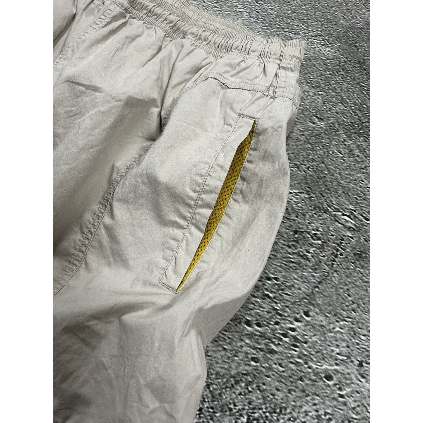 Reebok vintage beige nylon track pants cargo parachute capri