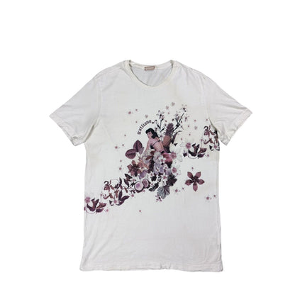 Galliano t-shirt white big logo women floral