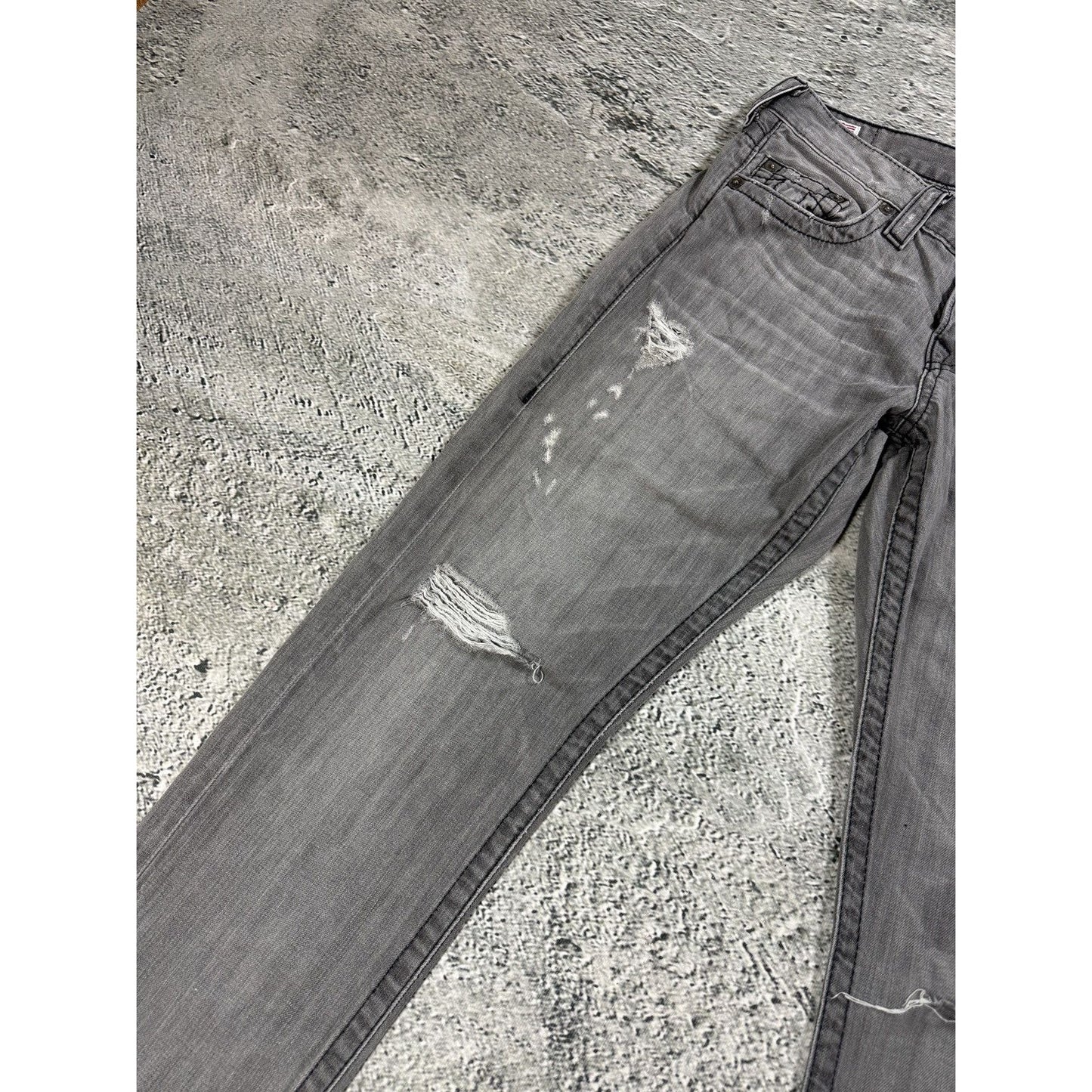 True Religion jeans vintage grey Drew straight distressed