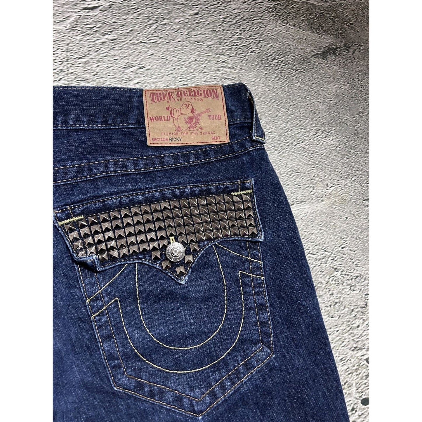 True Religion blue jeans studded Y2K Ricky vintage