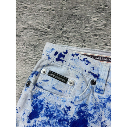 Dolce & Gabbana Painted flared jeans denim white blue
