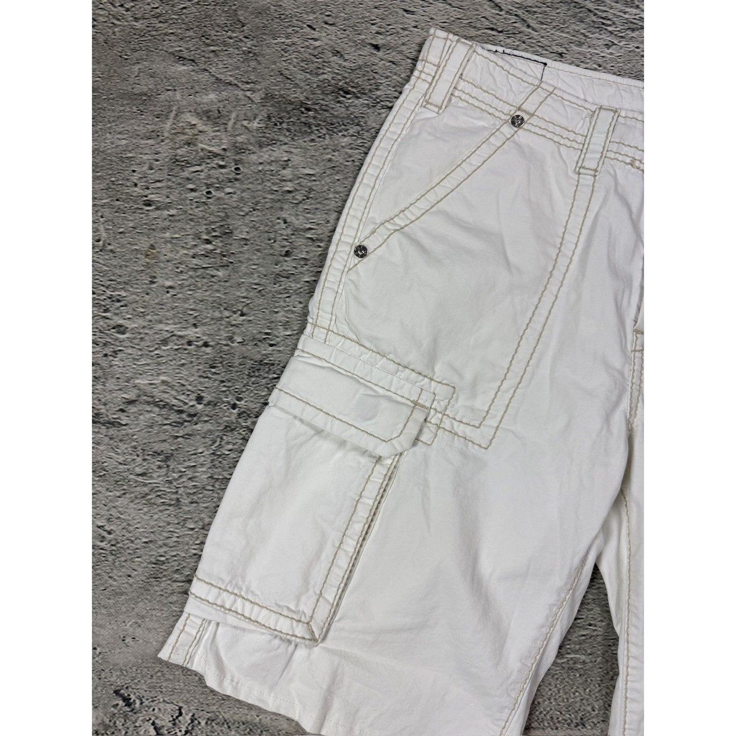 True Religion Cargo White jorts denim shorts