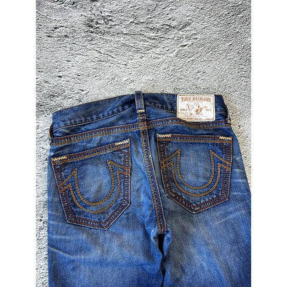 True Religion navy jeans thick stitching Bobby big QT