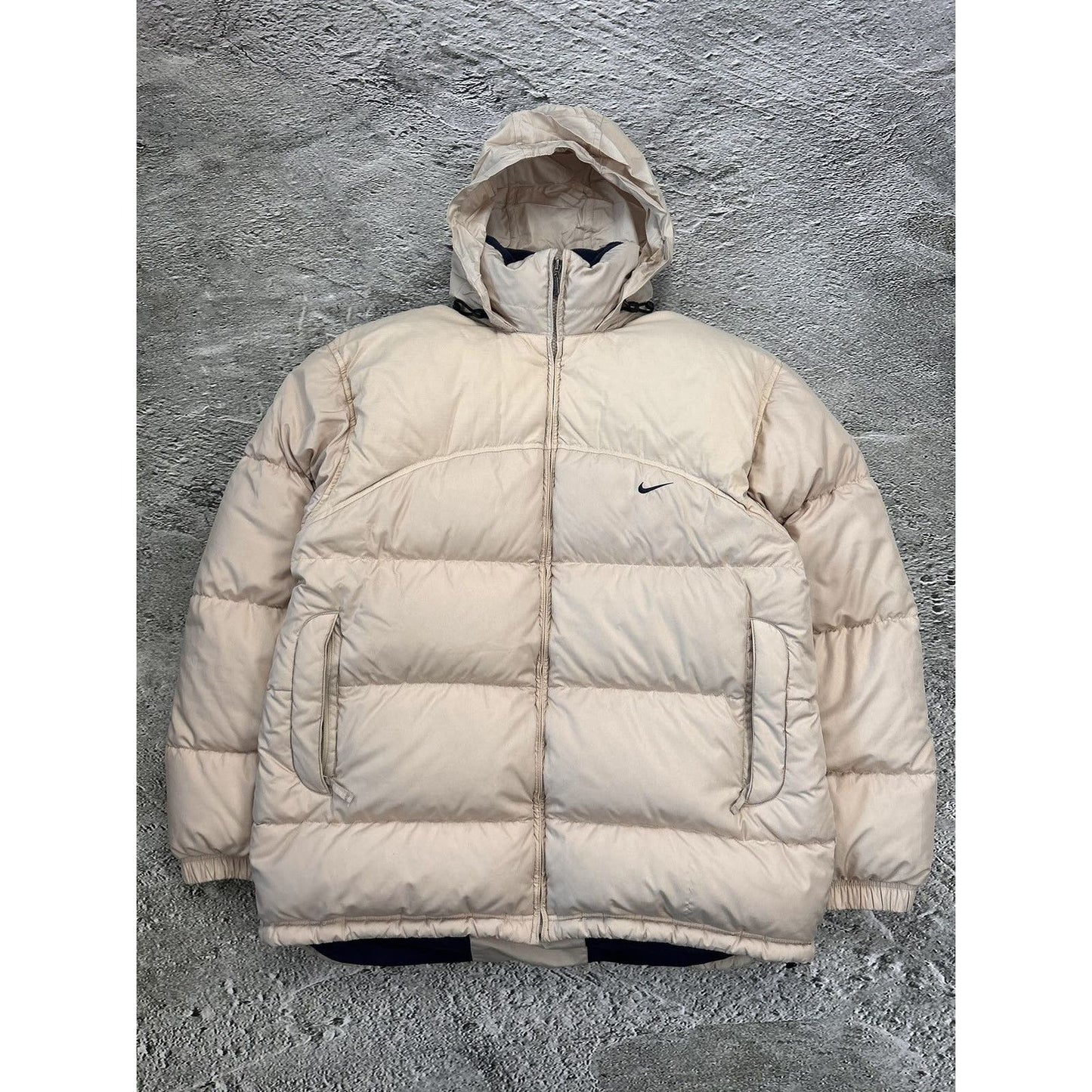 Nike puffer jacket vintage beige small logo 2000s