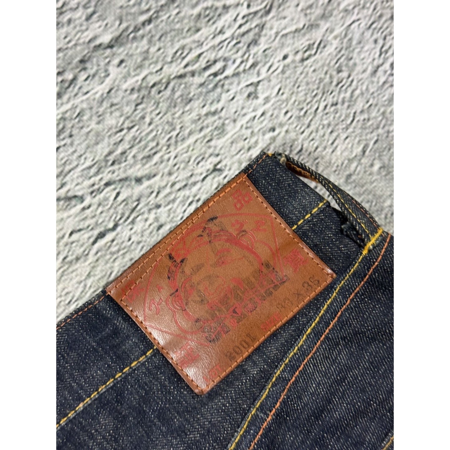 Evisu daicock pink jeans vintage raw denim Y2K big logo