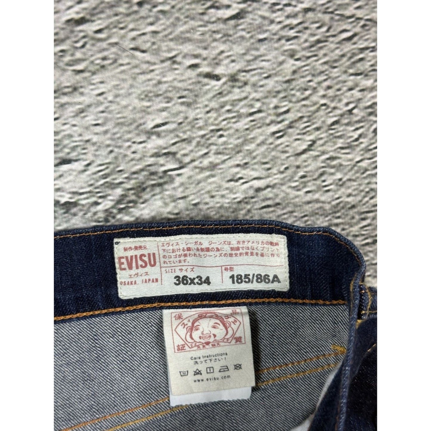 Evisu jeans daicock red big logo navy raw denim Selvedge