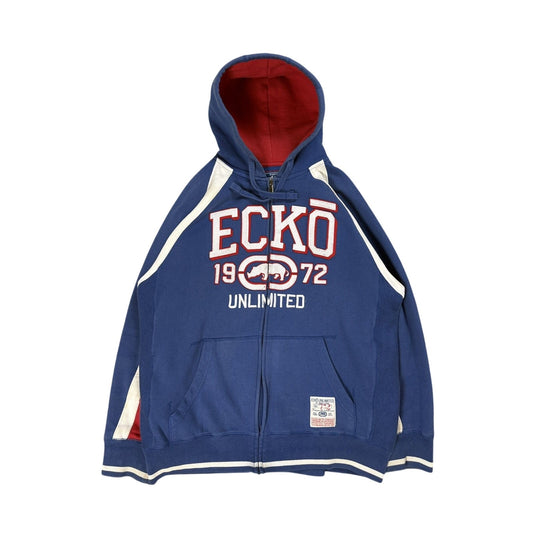 Ecko Unltd vintage zip hoodie blue red white big logo Y2K