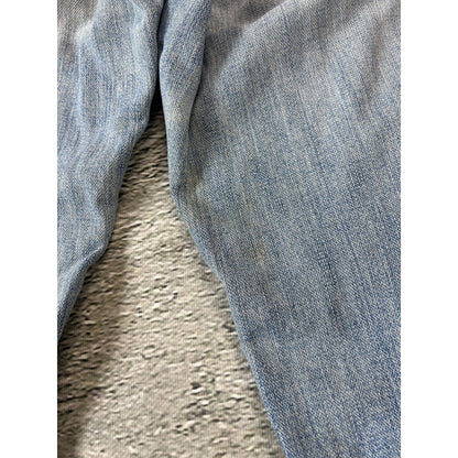 True Religion baby blue jeans white thick stitching Bobby