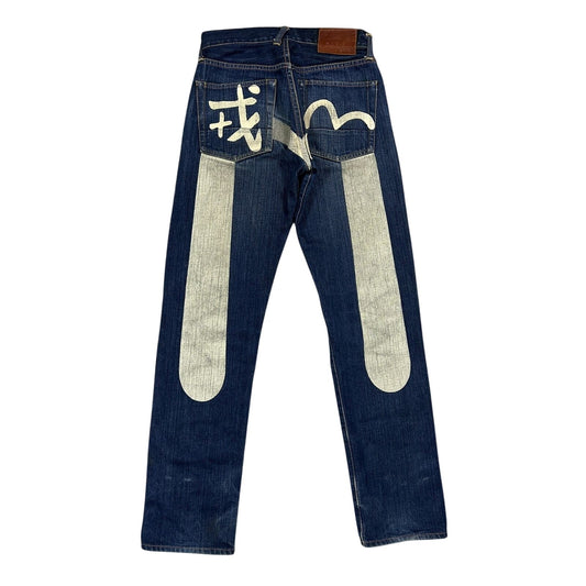 Evisu jeans daicock vintage selvedge navy big logo white