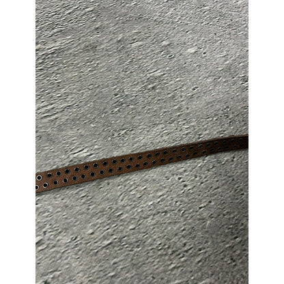 Vintage studded leather belt thin black silver Y2K swag