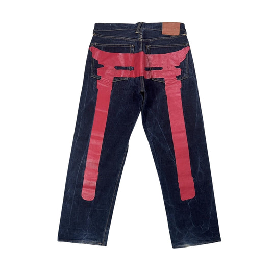 Evisu jeans daicock big logo red selvedge denim