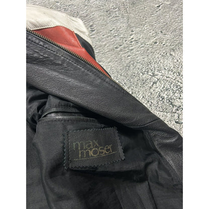 Vintage USA leather jacket flag black red white Max Moser