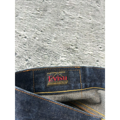 Evisu jorts navy blue Y2K shorts denim white seagulls