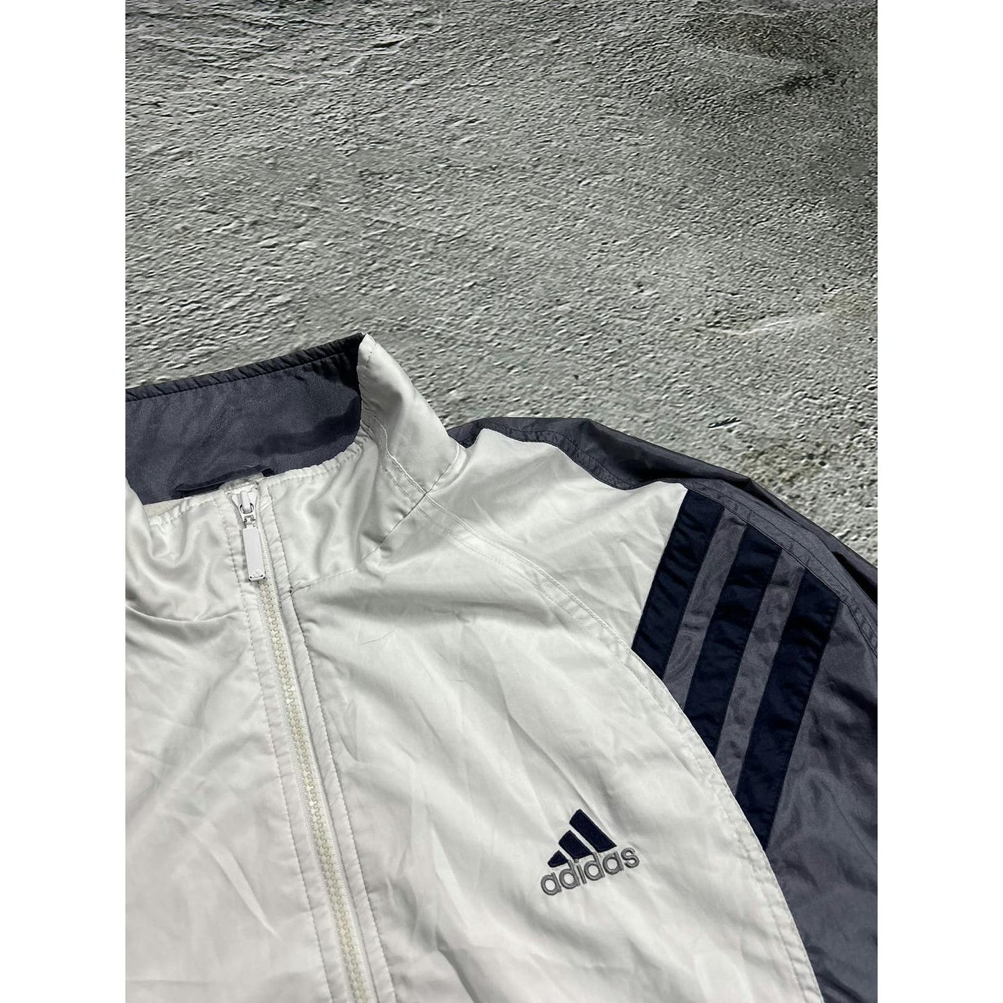 Adidas track suit grey white pants windbreaker vintage