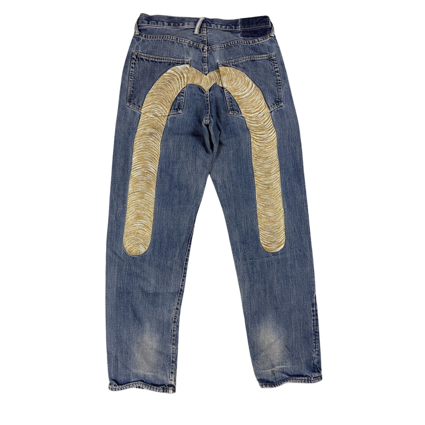 Evisu jeans daicock gold big logo embroidery selvedge denim