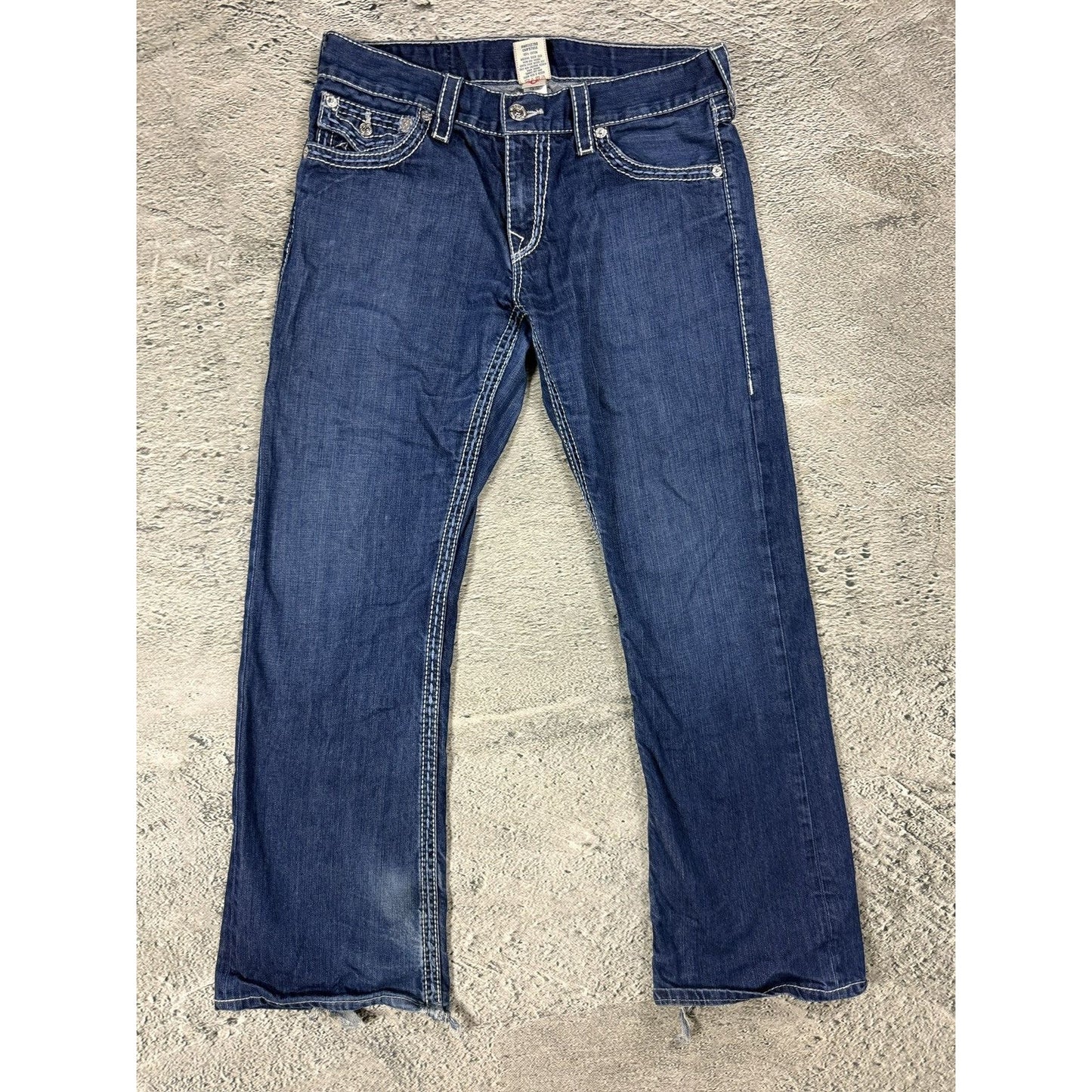 True Religion blue jeans white stitching Y2K bootcut