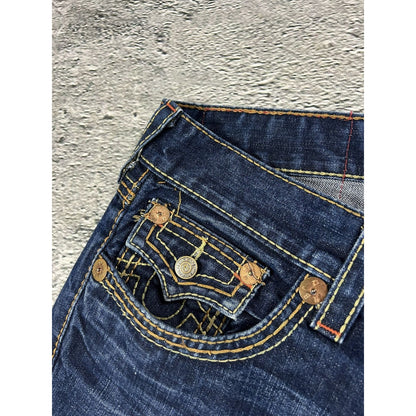 True Religion jorts denim shorts navy stitching Ricky