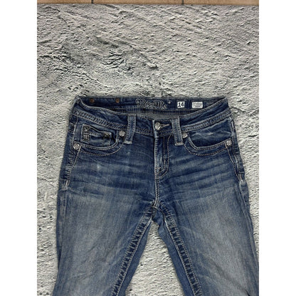 Miss Me flared bootcut white stitching denim vintage y2k