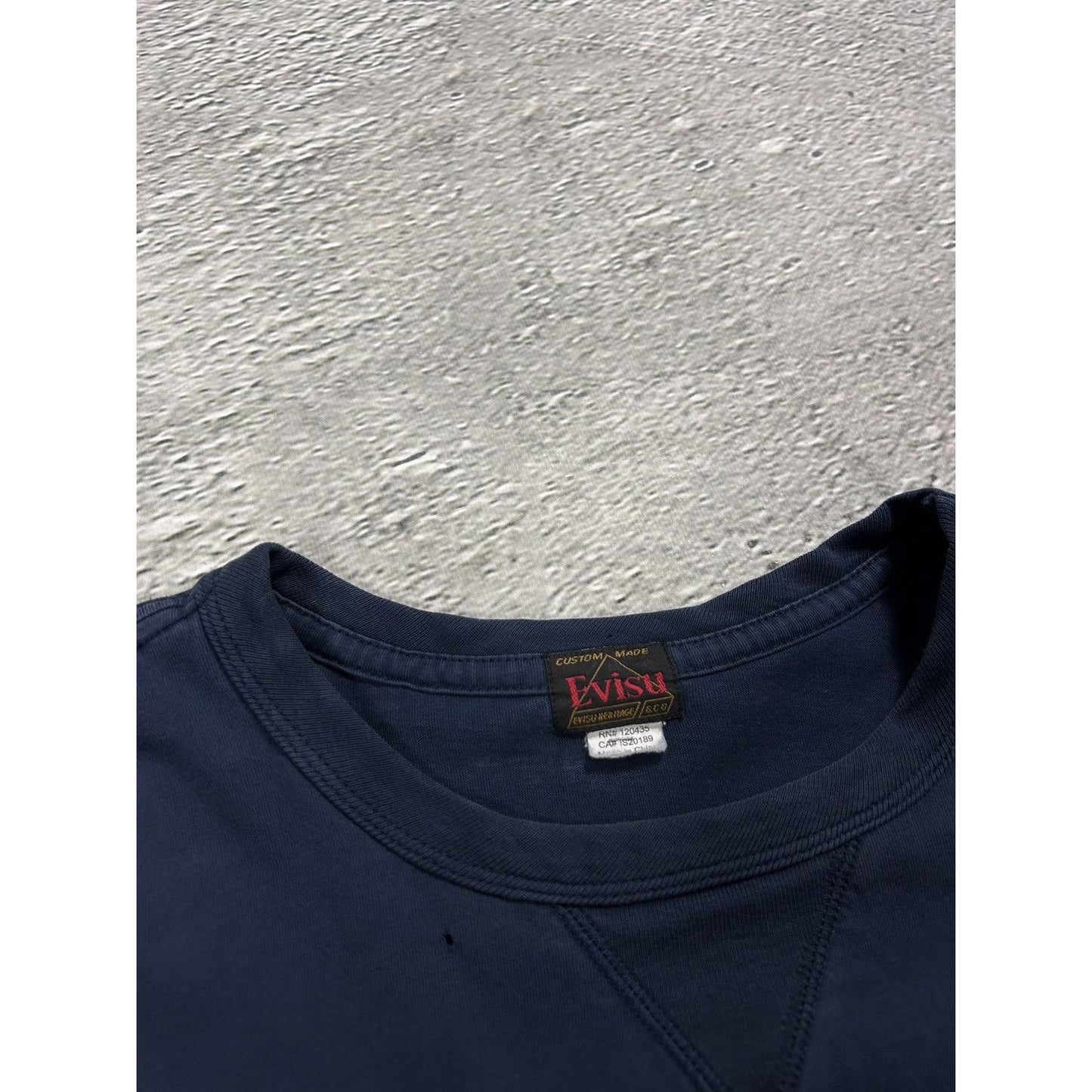 Evisu long sleeve big logo navy yellow daicock t-shirt