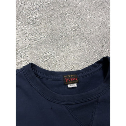 Evisu long sleeve big logo navy yellow daicock t-shirt