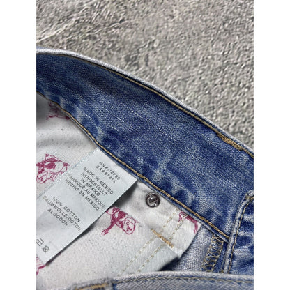 True Religion baby blue jeans contrast stitching straight