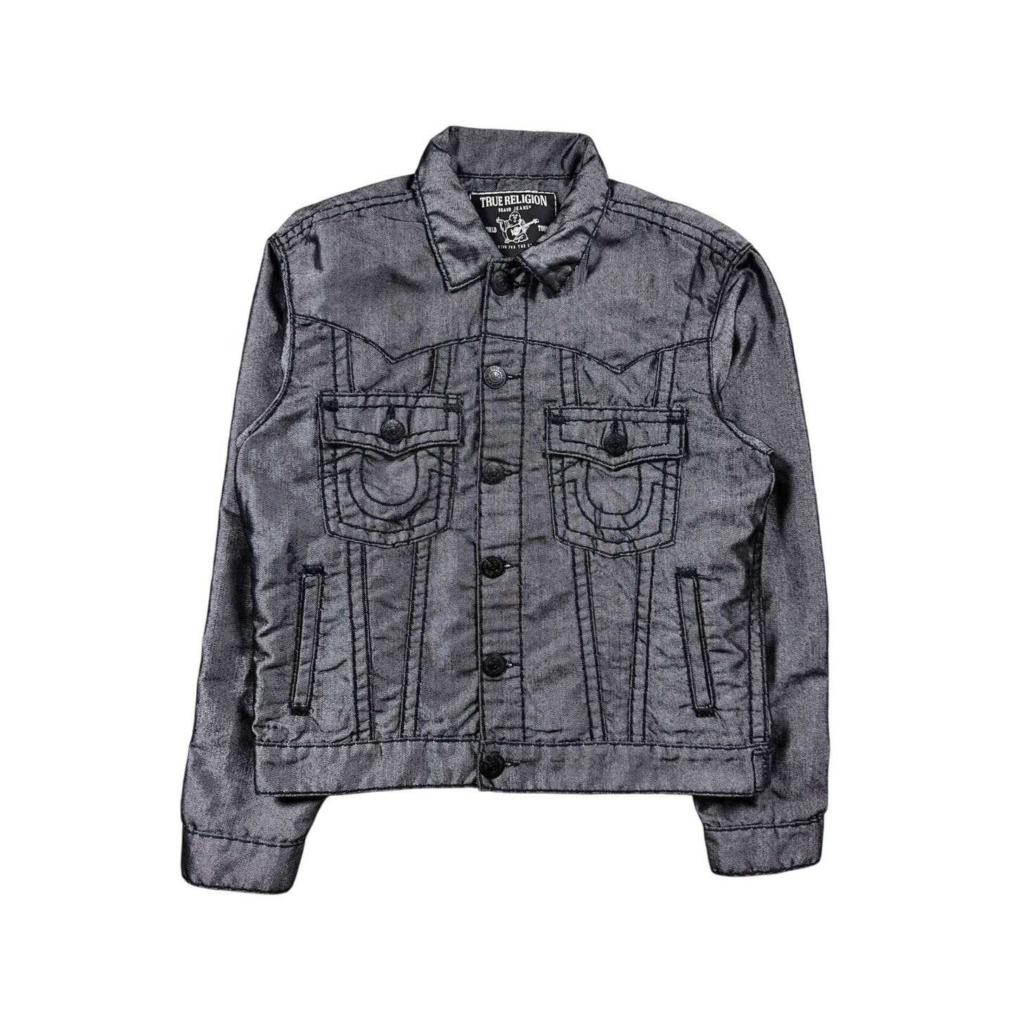 True Religion denim jacket silver black rare sample