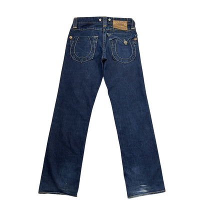 True Religion blue jeans thick stitching baggy Y2K