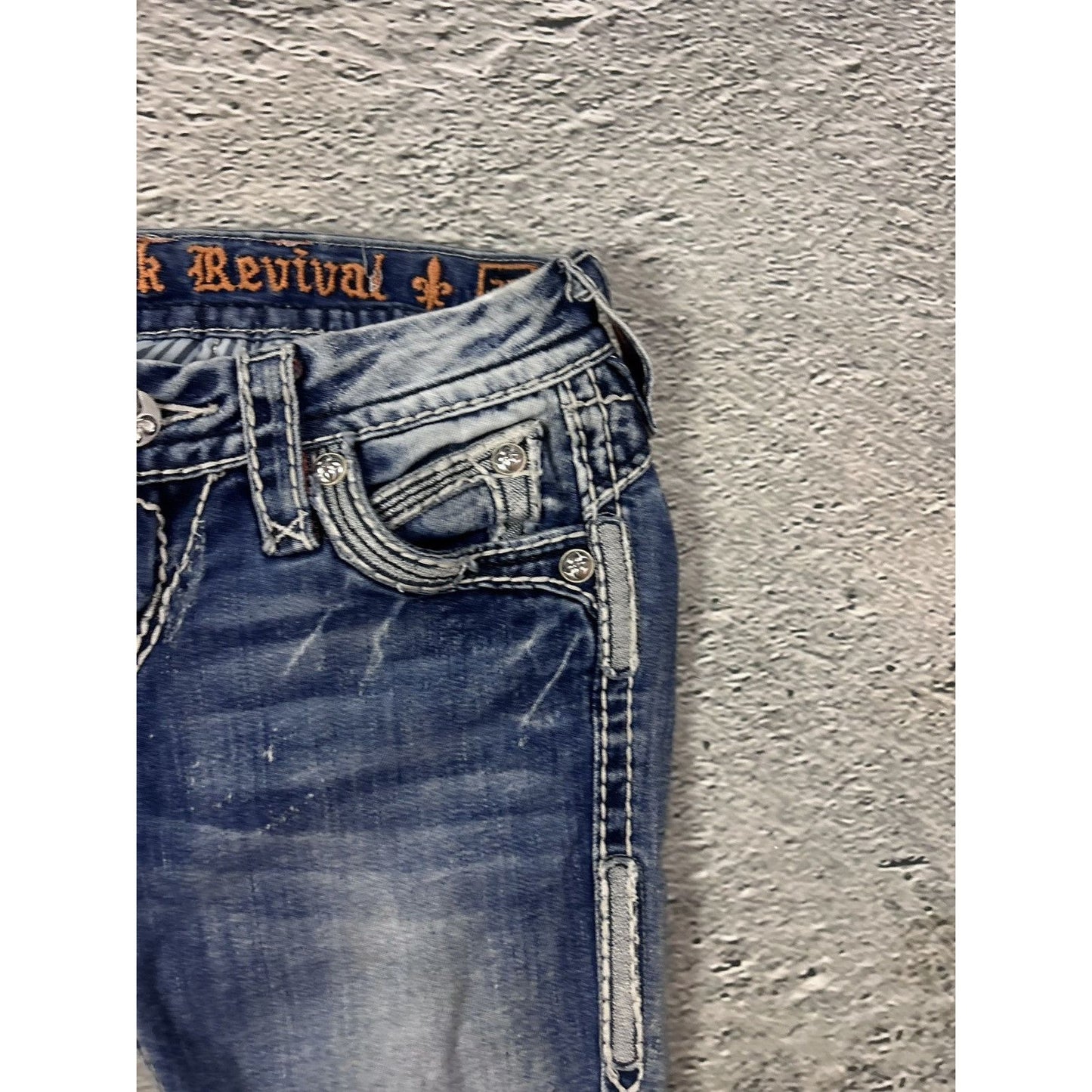 Rock Revival rhinestone glitter jeans Y2K flared denisa