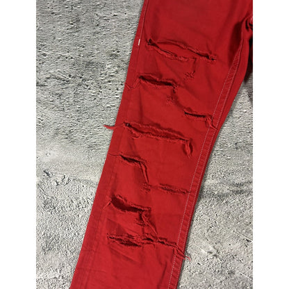 True Religion red jeans contrast stitching straight w flaps
